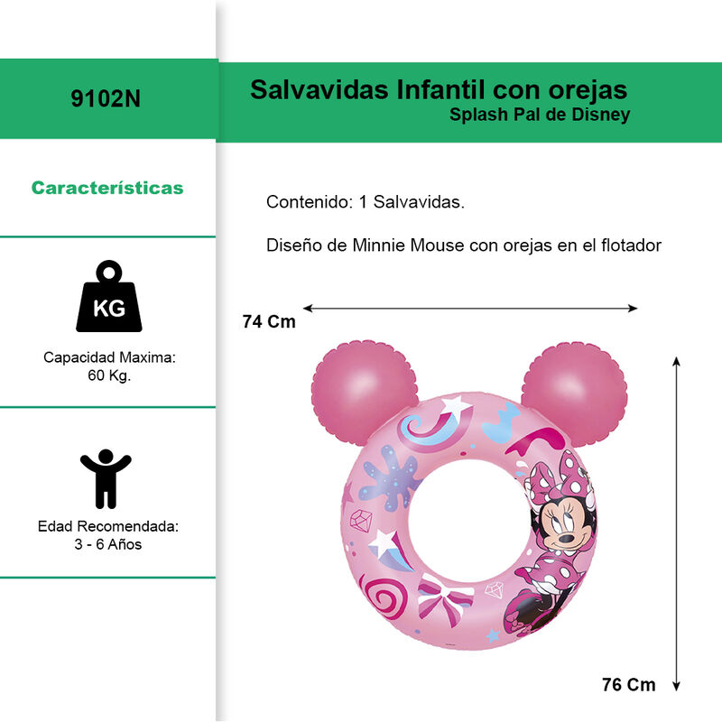 Salvavidas Infantil Dona Infable De Minnie Mous... image number null