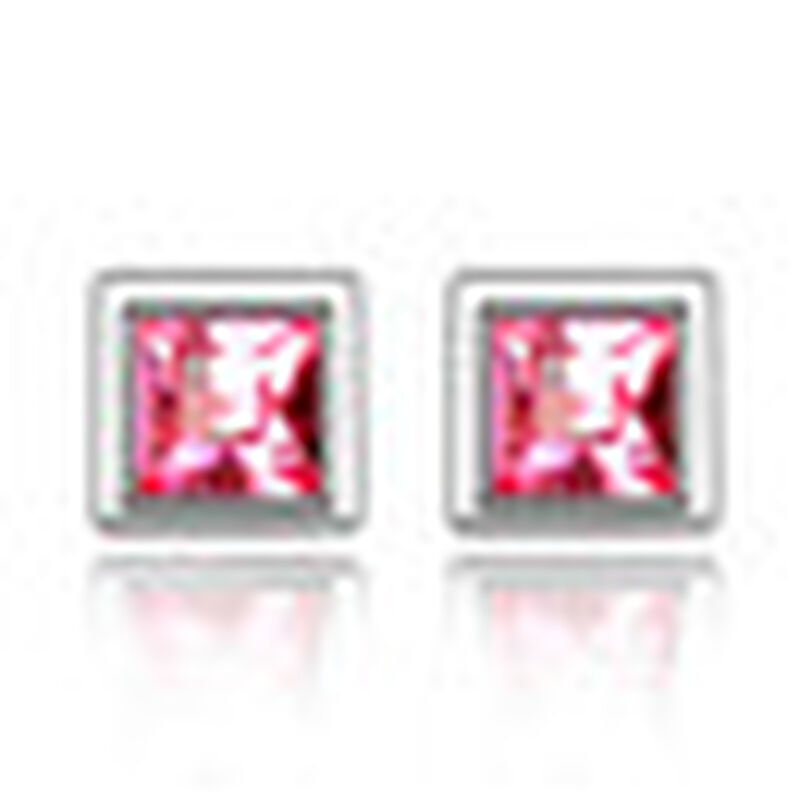 Aretes en Baño de Oro Blanco de 18K de Cuadro c... image number null