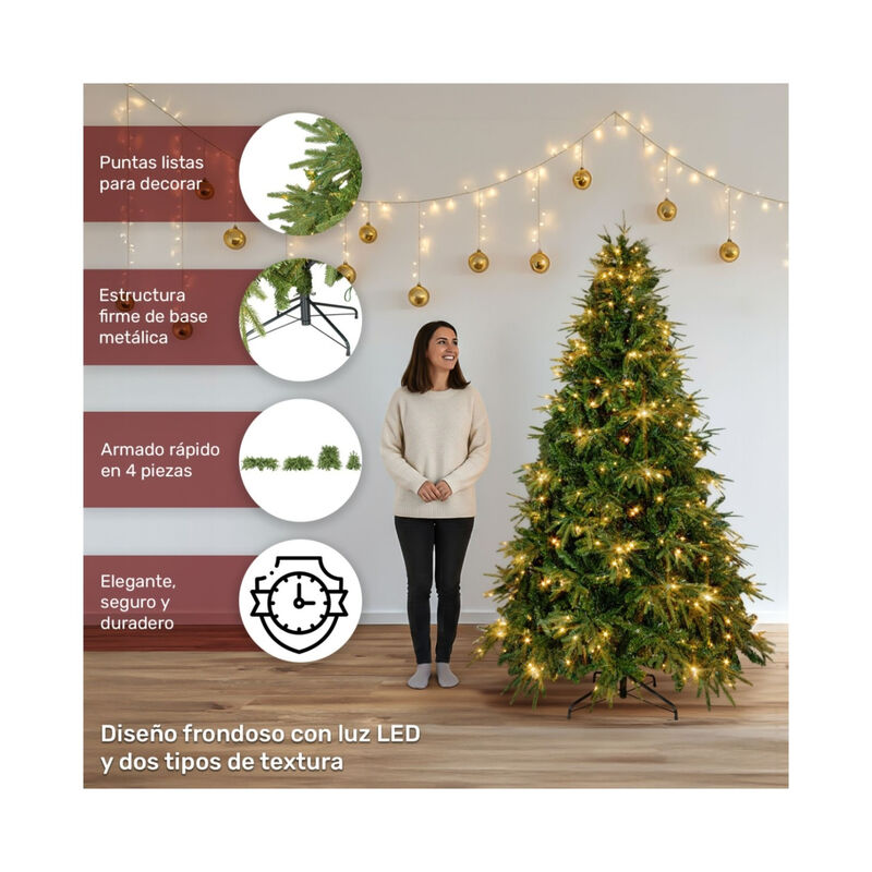 Arbol Navidad Luces Led 2.20m Pino Navide&ntilde;o Fro... image number null
