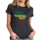 Camiseta Mezcla Premium Word Art Para Mujer - Pa&iacute;ses de &Aacute;frica- Negro