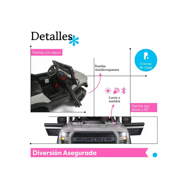 Montable El&eacute;ctrico Tipo Jeep 12v Doble Motor Co... image number null