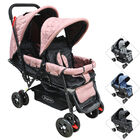 Carriola Doble para Beb&eacute;s Gemelar Plegable con Asientos Reclinables Apta desde 0 Meses Soporta hasta 32 kg - Rosa