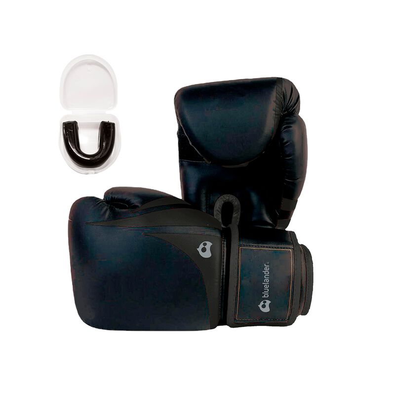 Guantes de Box Negro 14 oz + Protector Bucal Bl... image number null
