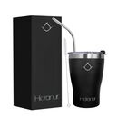 Termo de Acero Inoxidable Doble Aislamiento T&eacute;rmico Con Popote 12 Oz Negro Hidranur
