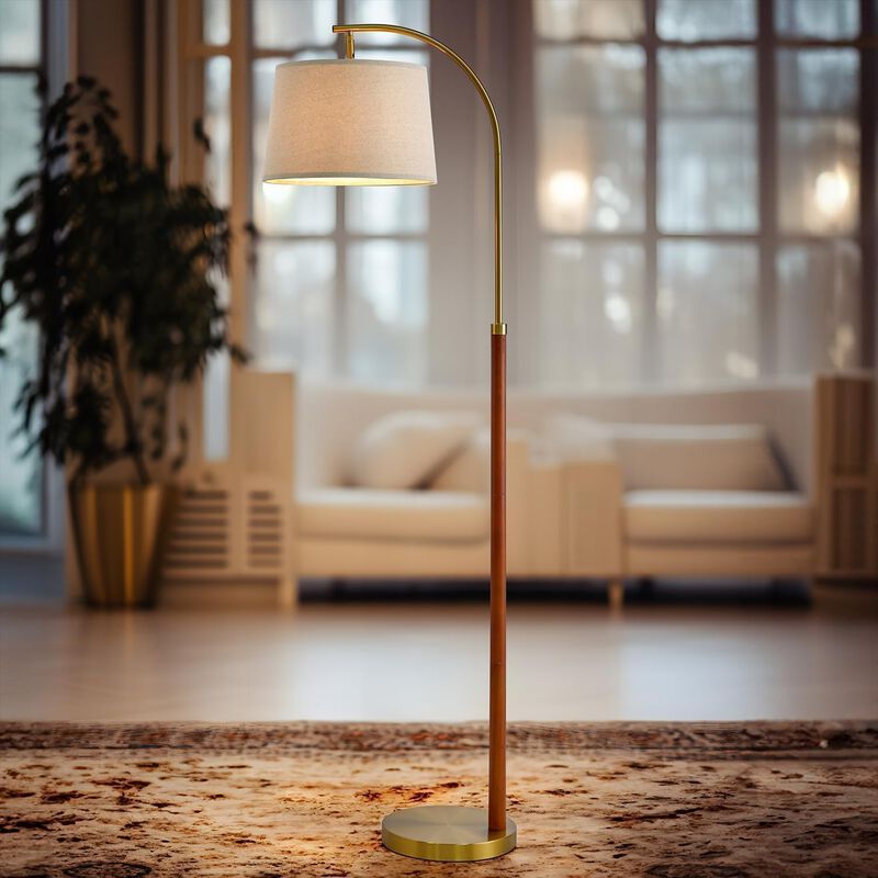 L&aacute;mpara De Piso G-safava 159 Cm Madera Dorada C... image number null