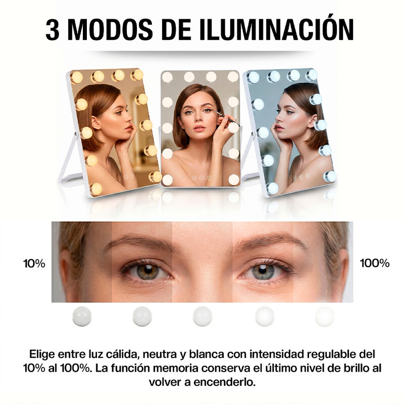 Espejo Para Maquillaje Con Modos De Iluminaci&oacute;n... image number null