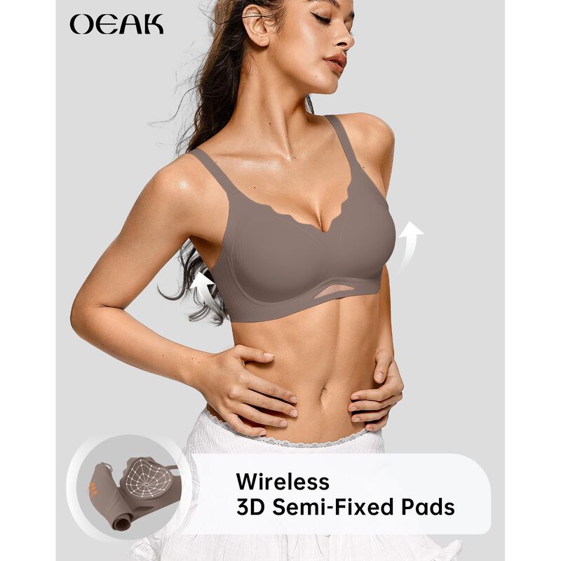 Sujetador Inal&aacute;mbrico Push-up OEAK Gris XL image number null