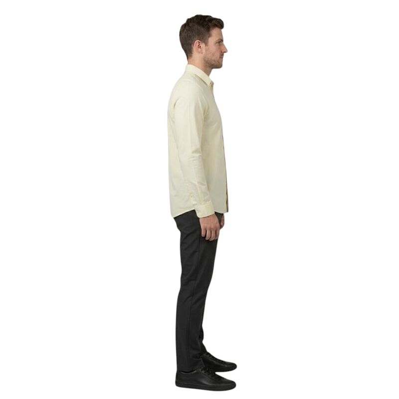 Atlo Camisa Lisa Manga Larga Beige Para Hombre image number null