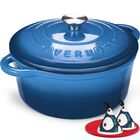 Cazuela Overmont 4.5 Qt Hierro Fundido Esmaltado Azul