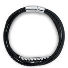 Pulsera De Acero Color Negro Y Blanco Con Piel De Color Negro