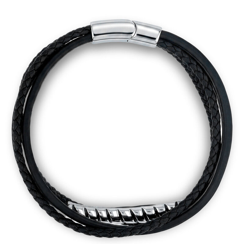 Pulsera De Acero Color Negro Y Blanco Con Piel ... image number null