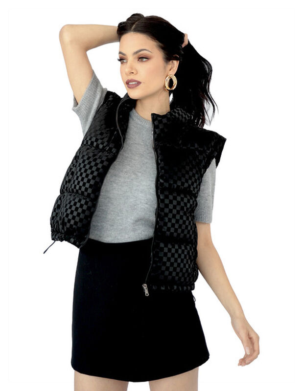 Chaleco Capitonado Corto Gorro Desmontable Negr... image number null