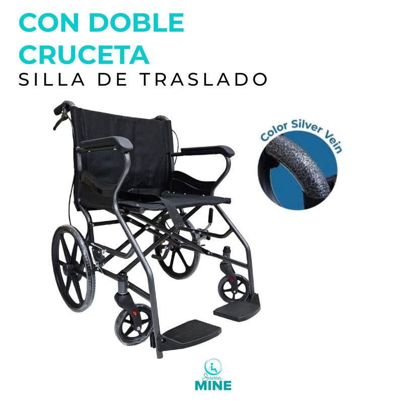 Silla de Ruedas de Traslado con Frenos, Doble C... image number null