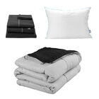 Edred&oacute;n Doble Vista Rogga Individual Gris Perla-negro + 1 Juego De S&aacute;banas Royal + Almohada Royal