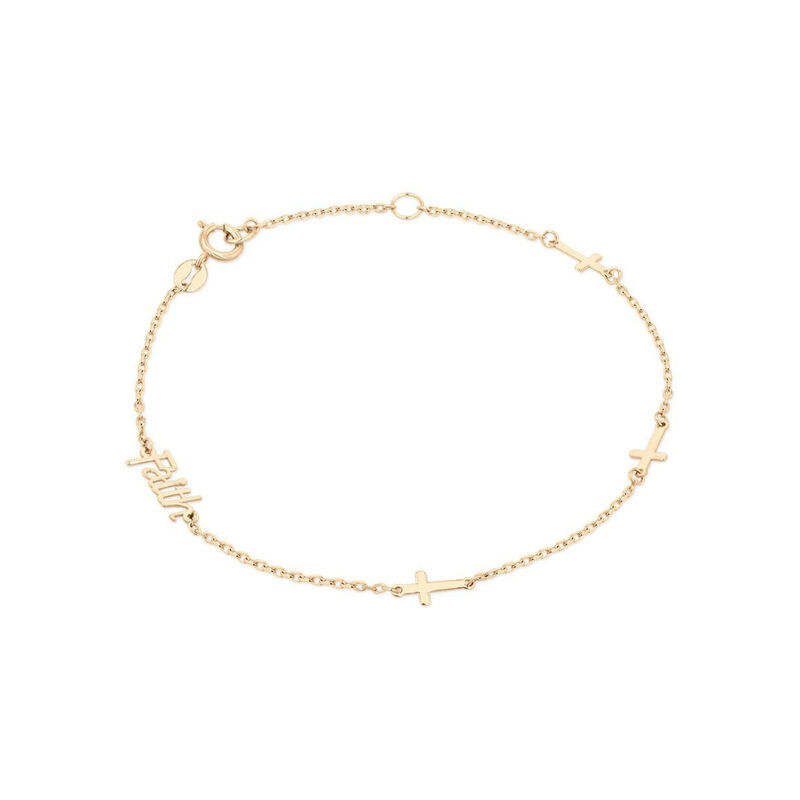 Pulsera De Oro Amarillo 14K Con Cruces (Faith) ... image number null