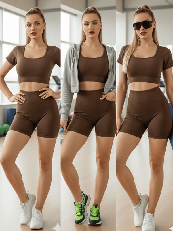 Conjunto Deportivo De Mujer De Short Y Blusa Co... image number null