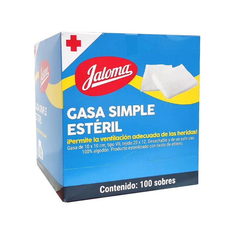 Gasa Simple Esteril Jaloma 10cm X 10cm 100 Sobr... image number null