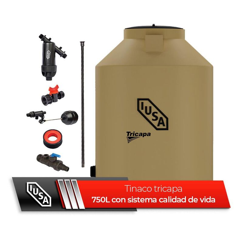 Tinaco Tricapa Iusa, 750 L., Beige + Sistema Ca... image number null