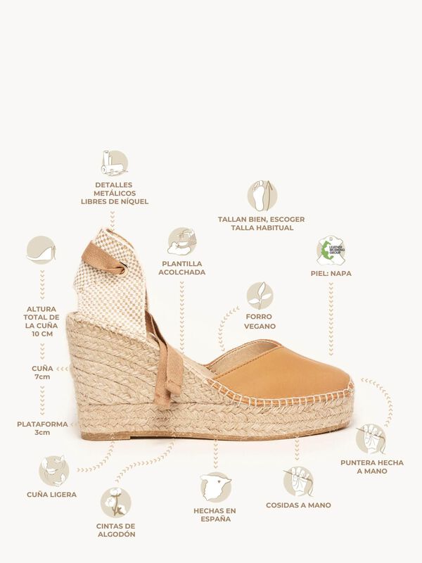 Alpargata de Cu&ntilde;a Alta Romero Marr&oacute;n Claro image number null
