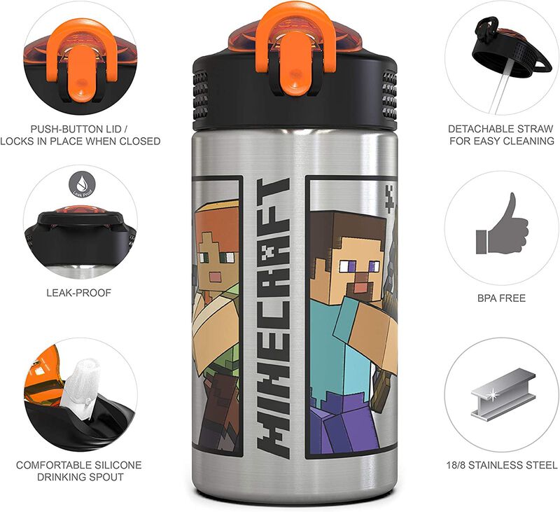 Botella De Agua Zak Designs Minecraft De Acero ... image number null