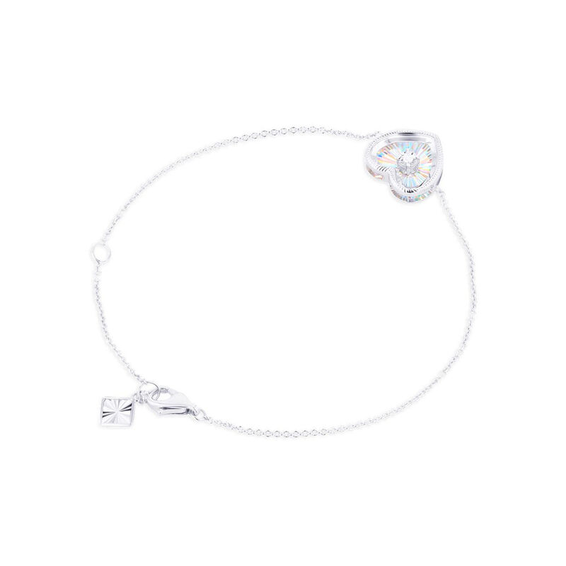 Pulsera De Oro Blanco 14K Con Forma De Coraz&oacute;n ... image number null