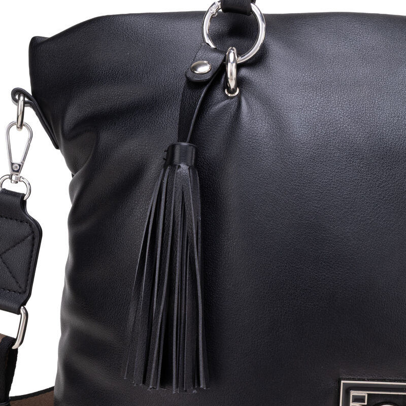 Bolsa Tote Grande Con Tassel Color Negro image number null