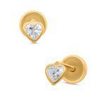Broqueles De Corazon En Oro Amarillo 14k Con Zirconias