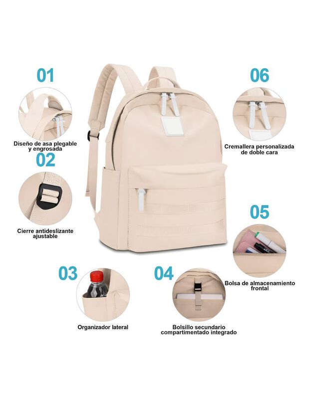 Mochila Escolar Pink Brule image number null