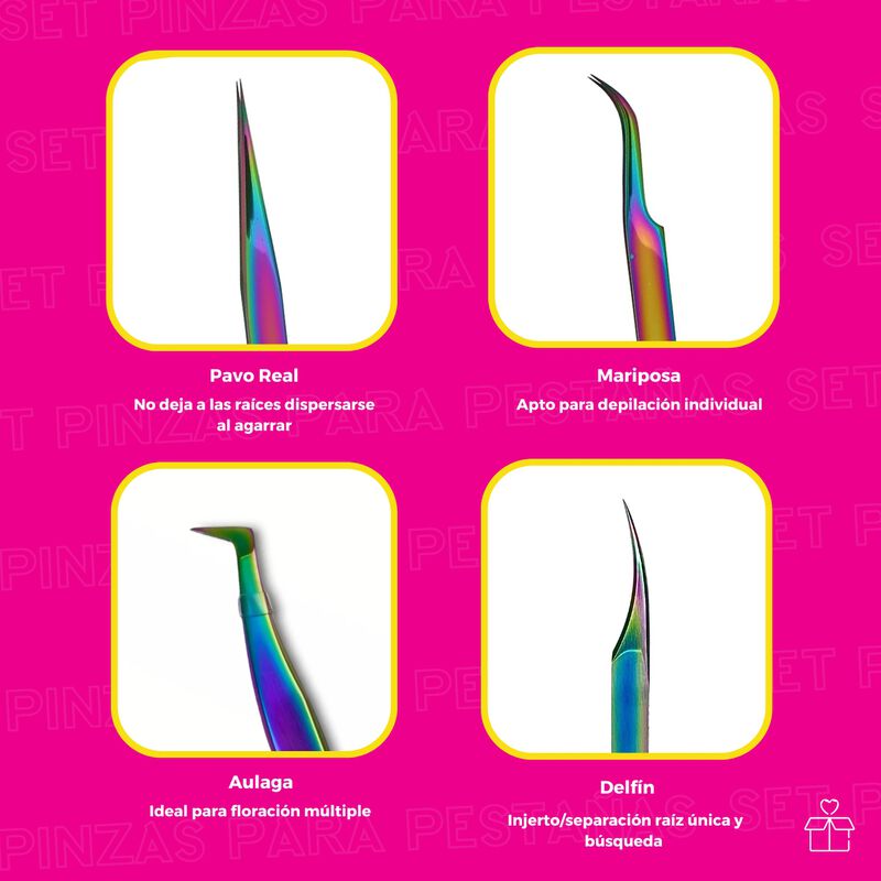 Set De 4 Pinzas Kit De Pestañas 1x1 Volumen Tor... image number null