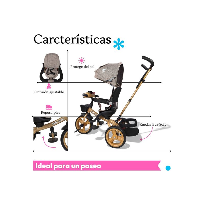 Triciclo Evolutivo 7 En 1 Acero Con Asiento Gir... image number null