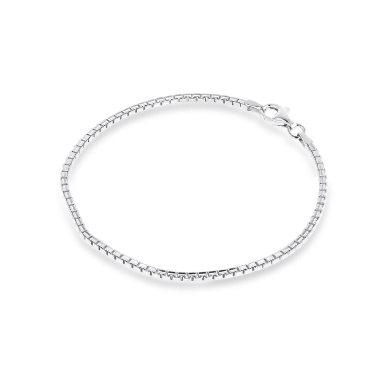 Pulsera Plata Blanca 925 Cuadrada 21cm | Bizzar... image number null