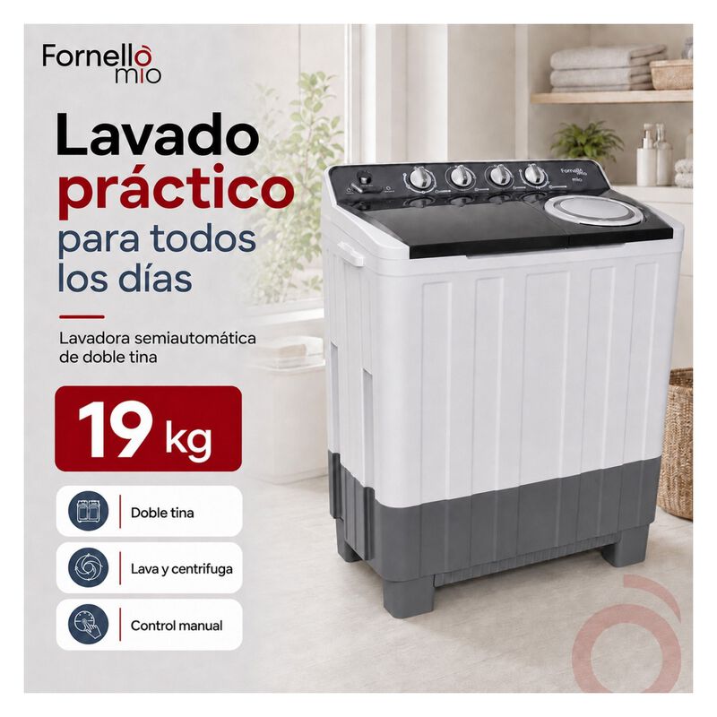 Lavadora Semiautom&aacute;tica 19 Kg 2 Tinas 900 W Dos... image number null