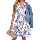 Vestido Envolvente Auselily Azul Floral Talla L
