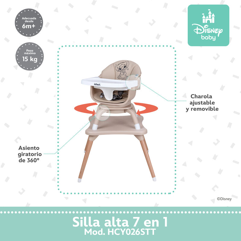 Silla alta periquera para beb&eacute;s con giro 360&deg; a... image number null