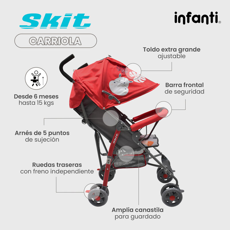 Carriola de Bastón Skit Safari Rojo image number null