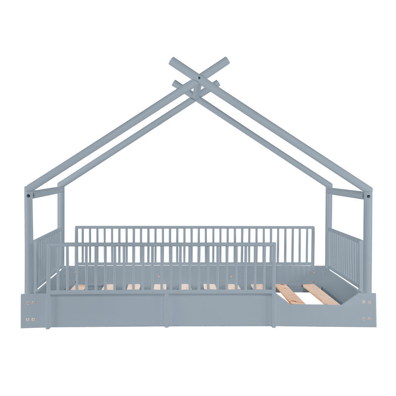 Cama Moderna Montessori de Madera con Barandale... image number null