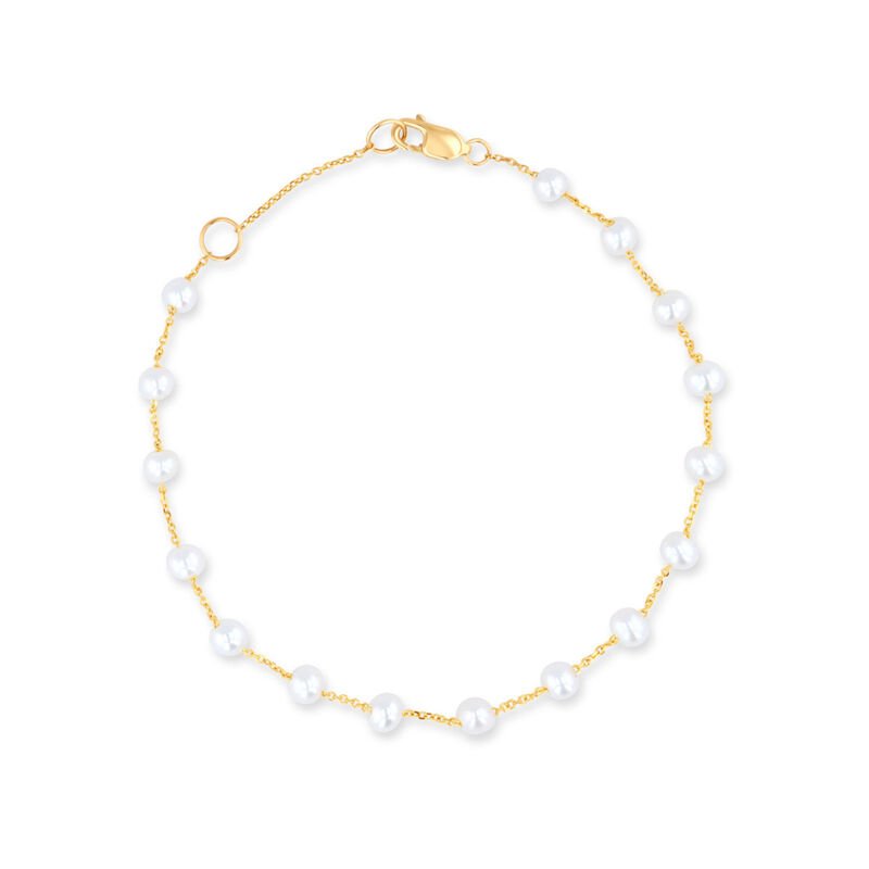 Pulsera De Oro Amarillo De 14k Con Perlas Blanc... image number null