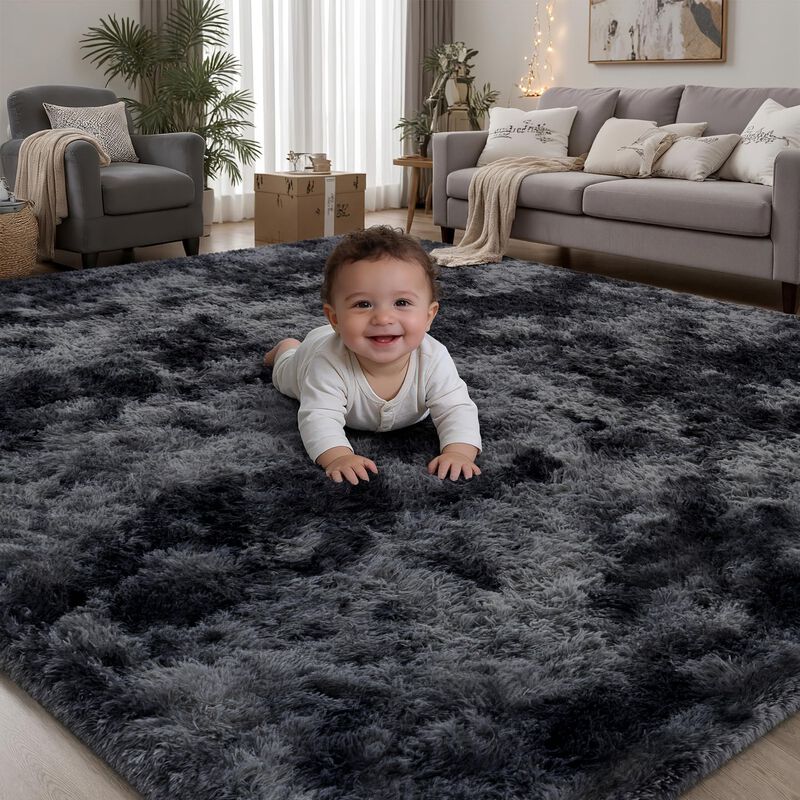Alfombra Plhxfr 142x152 cm Negro Y Gris De Pelo... image number null