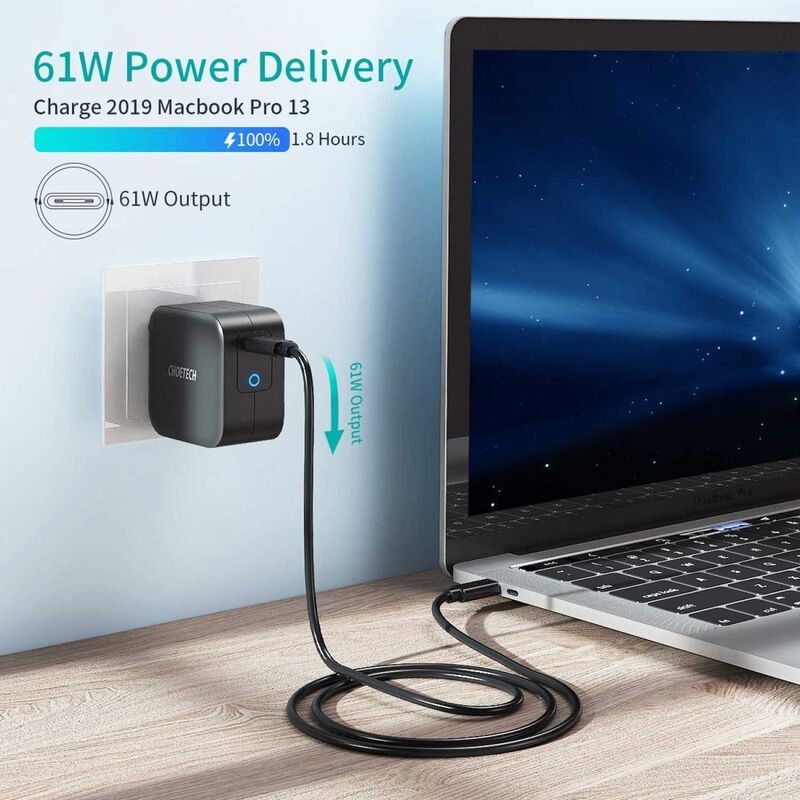 Cargador AC CHOETECH 61W PD Universal USB-C par... image number null