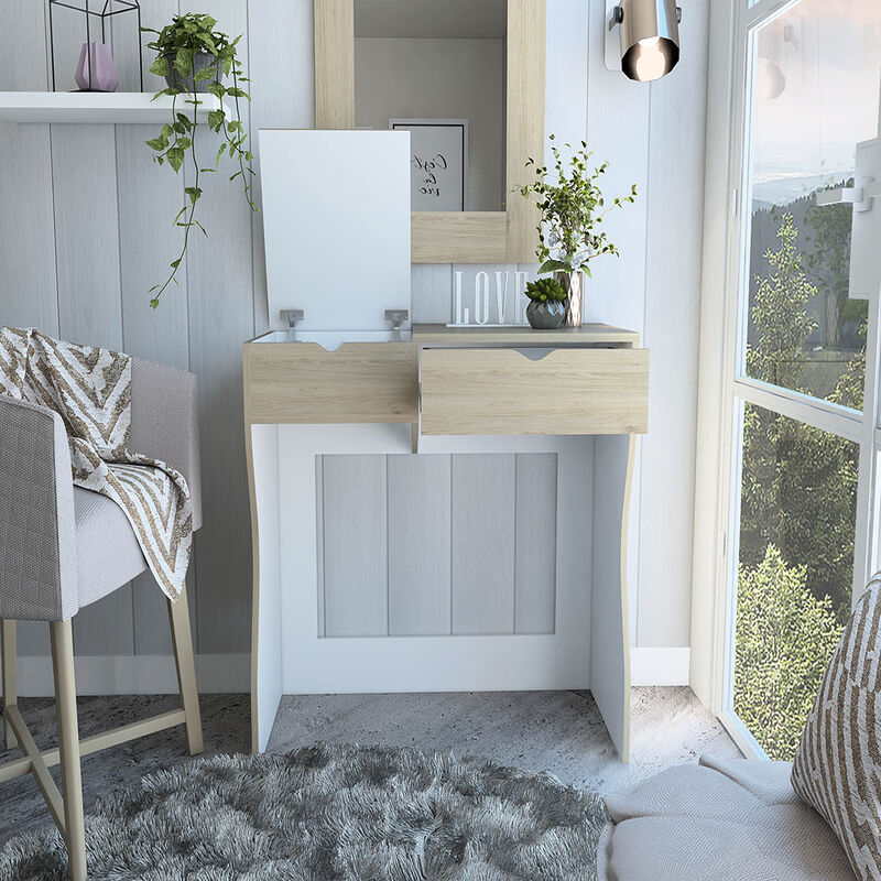 Mueble Tocador Perlak Beige Y Blanco Virtual Mu... image number null