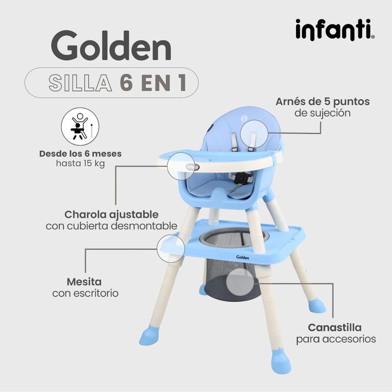 Silla Alta Infanti 6 En 1 Golden Multifuncional... image number null