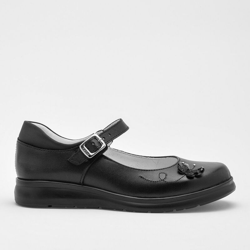 Yuyin Zapato Escolar De Piel Para Ni&ntilde;a Negro Co... image number null