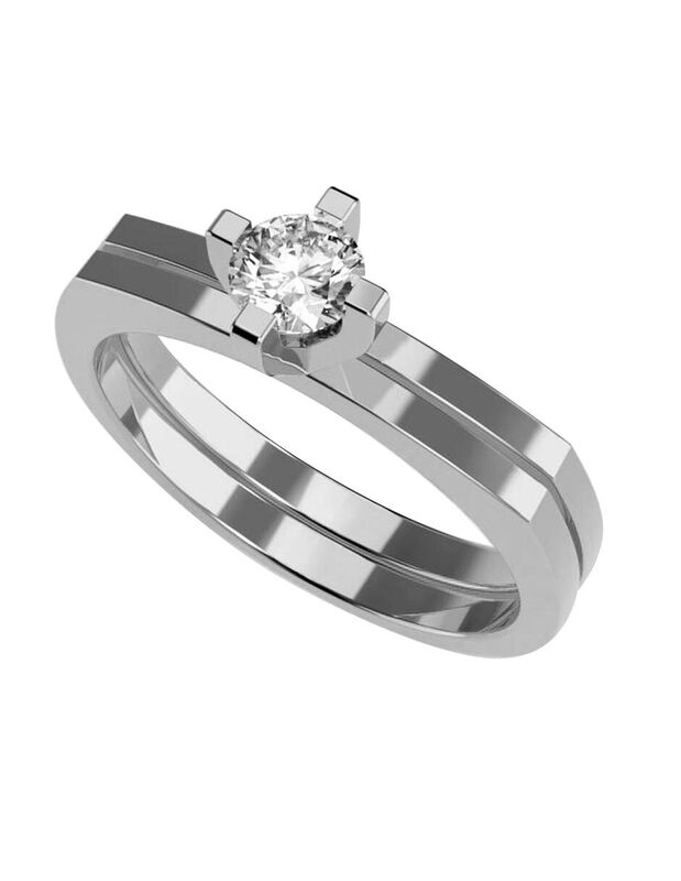 Anillo de Compromiso en Oro Blanco 10K con Circ... image number null