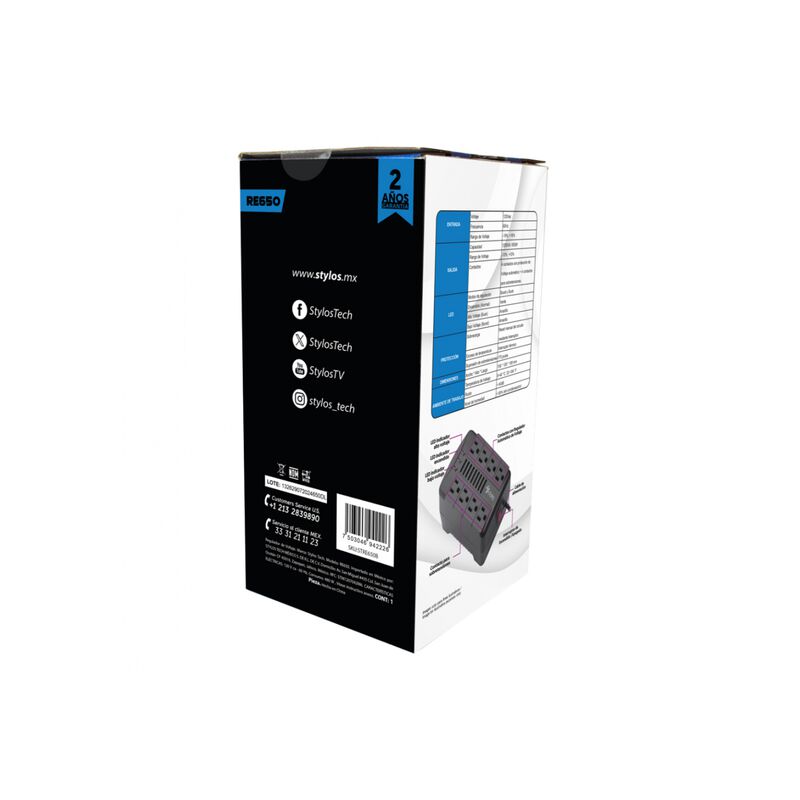 Regulador de Voltaje Stylos RE650 650W 8 Contac... image number null
