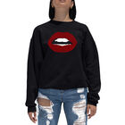 Sudadera De Cuello Redondo Word Art Para Mujer - Labios Fabulosos - Negro