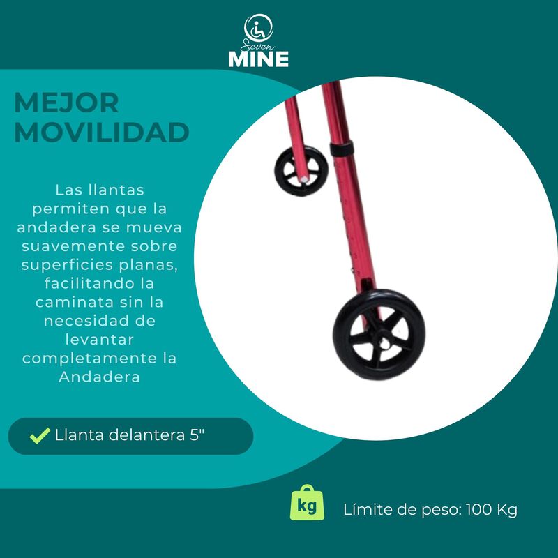 Andadera Viajera Plegable con Llantas delantera... image number null