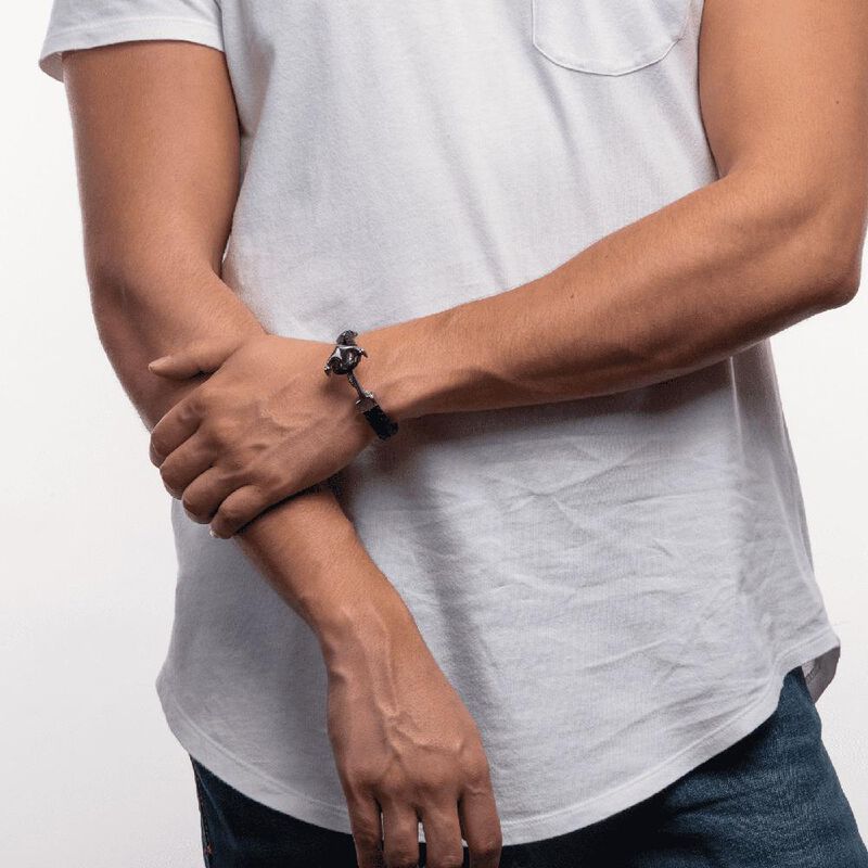 Pulseras Hombre, Brazaletes Piel Y Acero Inoxid... image number null