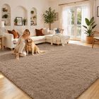 Alfombra Junhejiamei 244x152 Cm Beige De Peluche Peludo