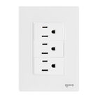 Placa Armada Cristal IGOTO CRIS1004-2004 con 3 contactos sencillos de 1 módulo COLOR BLANCO