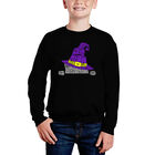 Sudadera De Cuello Redondo Word Art Para Ni&ntilde;o - Gato De Bruja Asom&aacute;ndose - Negro